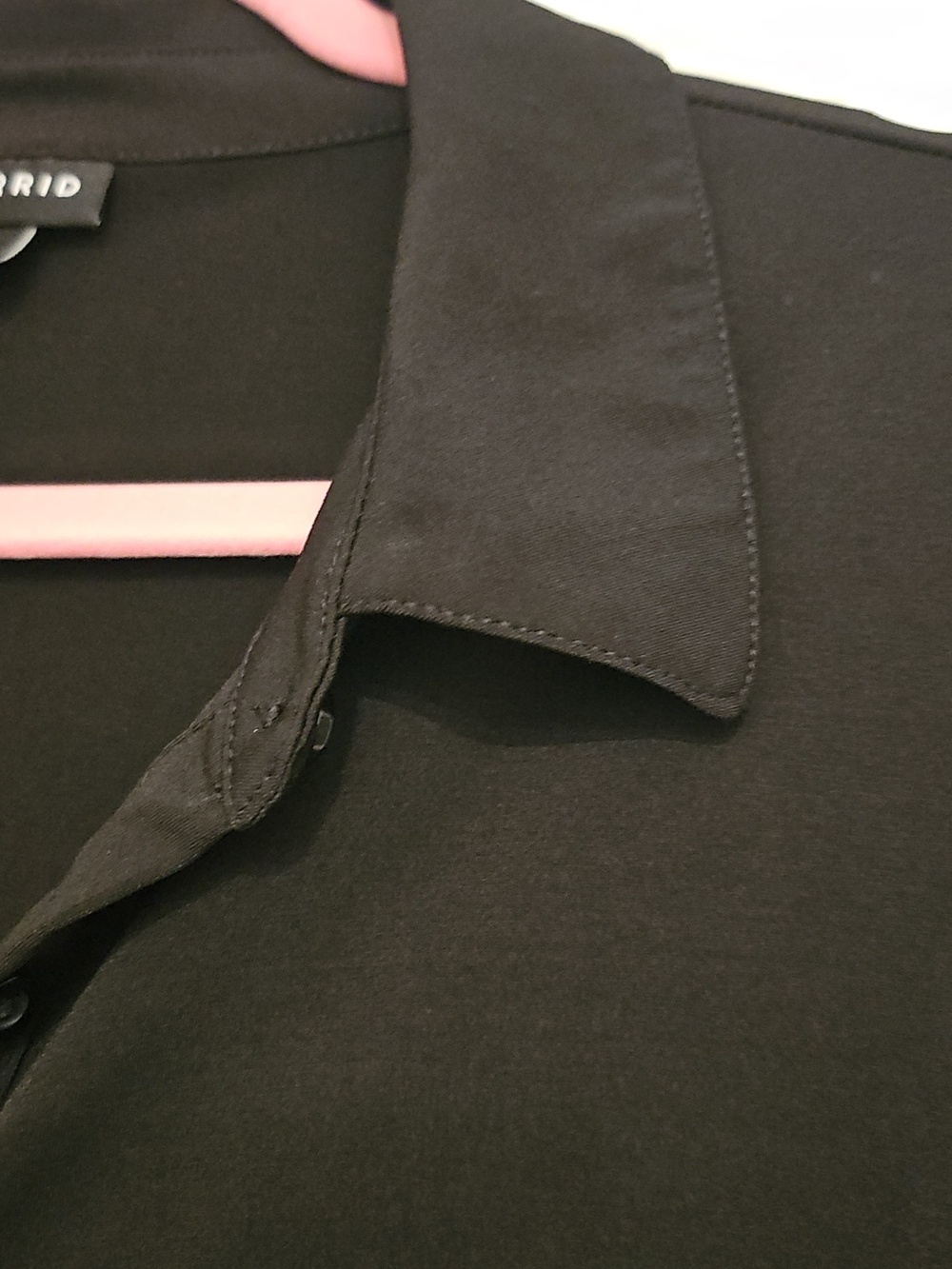 Black Ruched Button-Front Women's Top - Picture 5 of 7